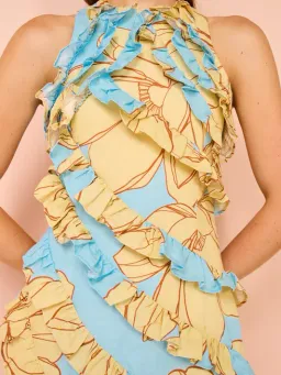 Issy Multi Frill Mini Dress in Summer Print Size 10 for rent on The Volte - image 5