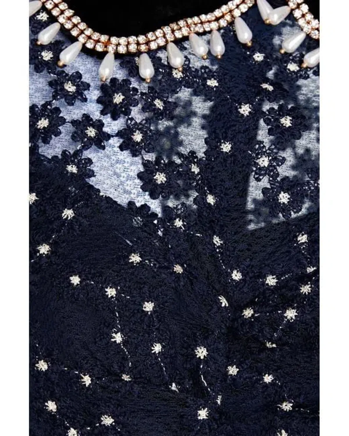 Sandro Lucianita Embellished Lace Mini Dress Midnight Blue Size 8 - Image 6