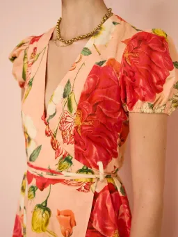By Nicola Havanna Wrap Maxi Dress In Raspberry Punch Floral Size 8 for rent on The Volte - image 3