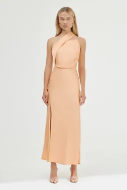 Significant Other Alessia One Shoulder Midi Dress Peach Sherbet Size 8 for rent on The Volte - image 1