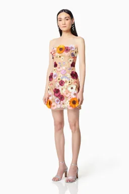 Elliatt Arabella Strapless Mini Dress in Multi Size 10 for rent on The Volte - image 1