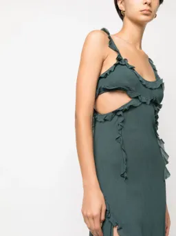 Acne Studios Ruffle Cut-Out Dress Green Size 10 for rent on The Volte - image 3