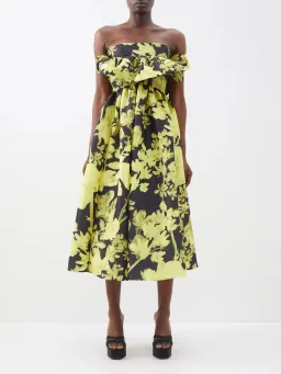 Kika Vargas Lynn Strapless Tafetta Midi Dress Black Floral SIze M/ AU 10 for rent on The Volte - image 1