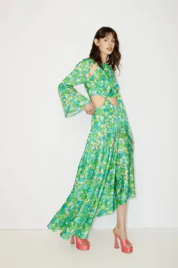 Alemais Cassandra Cut Out Midi Dress Green Floral Size AU 4 for rent on The Volte - image 1