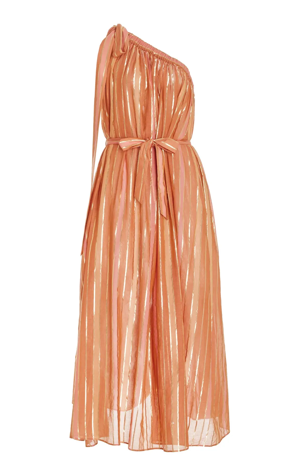 Zimmermann Junie Asymmetric Midi Dress Caramel Multi Size 2 / AU 12 - Image 4