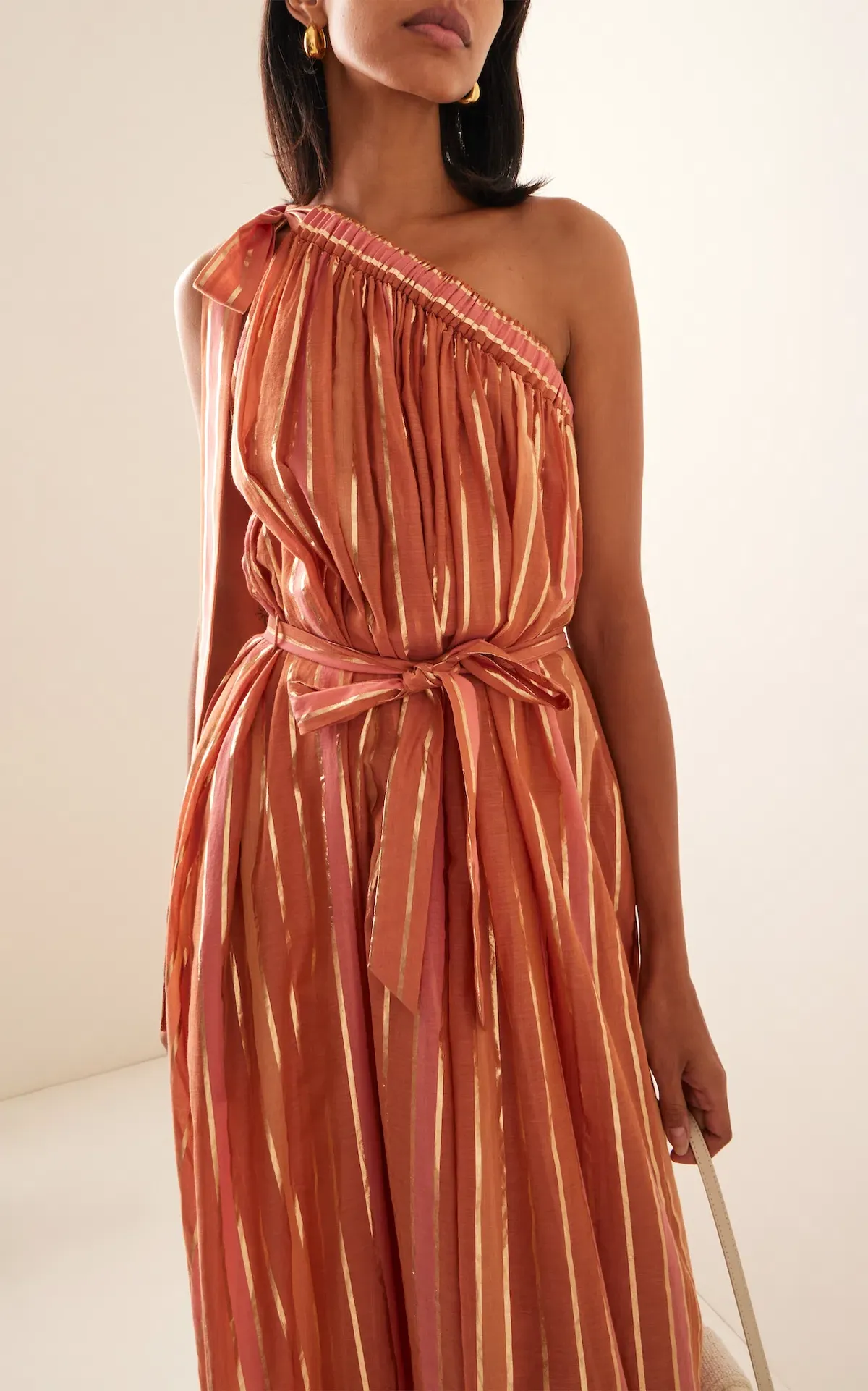 Zimmermann Junie Asymmetric Midi Dress Caramel Multi Size 2 / AU 12 - Image 2