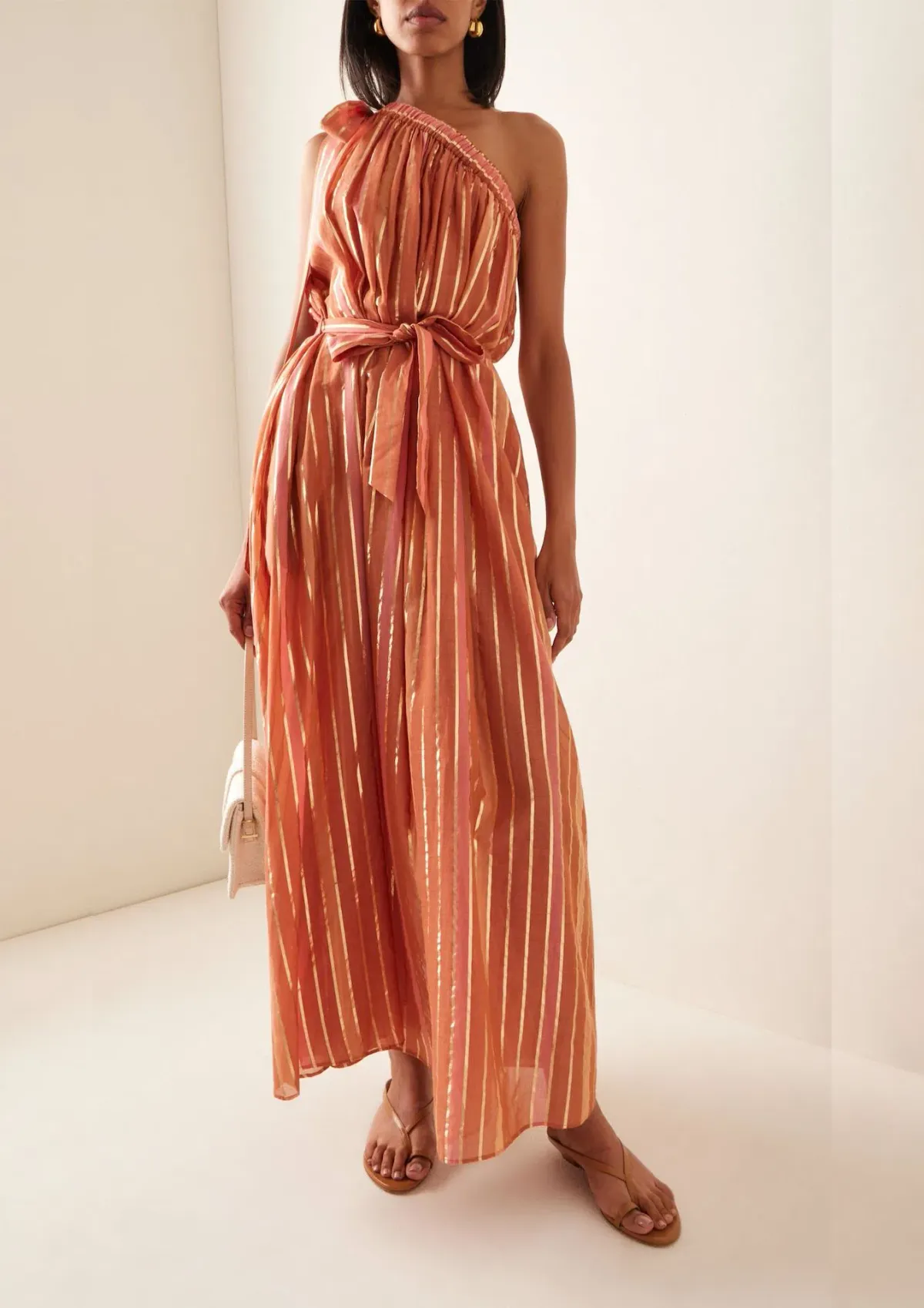 Zimmermann Junie Asymmetric Midi Dress Caramel Multi Size 2 / AU 12 - Image 1