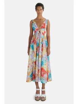 Zimmermann Bells Tie Front Long Dress Multi Floral Size 0P / AU 6 for rent on The Volte - image 1