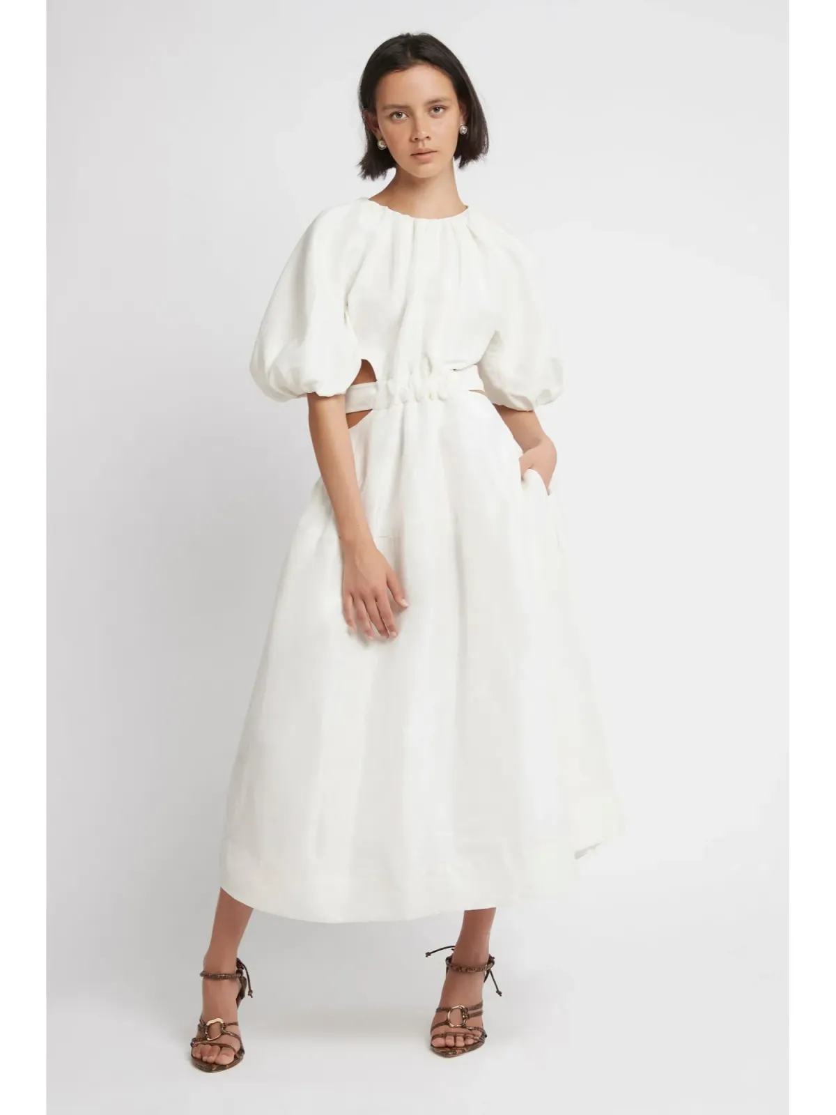 Aje Mimosa Cutout Midi Dress White Size AU 10 - Image 1