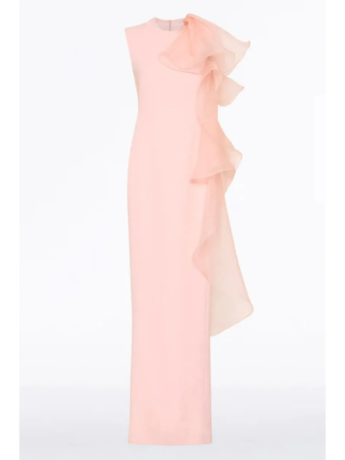 Carla Zampatti Peony Crepe Ruffle Shoulder Gown Pink Size AU 10 - Image 4
