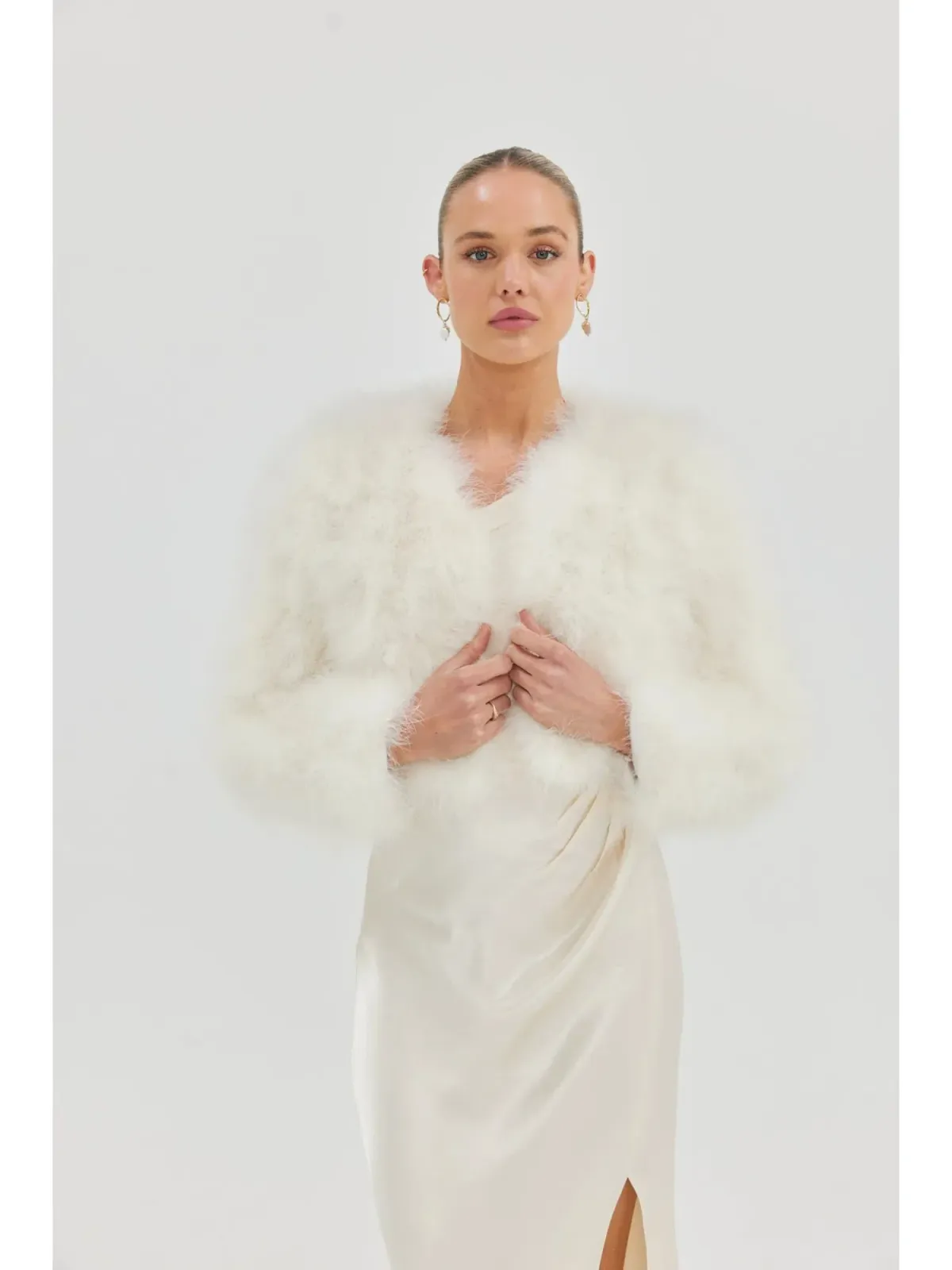 Bubish Luxe Bridal Manhattan Crop Jacket in Ivory Size XS / AU 6 - Image 4