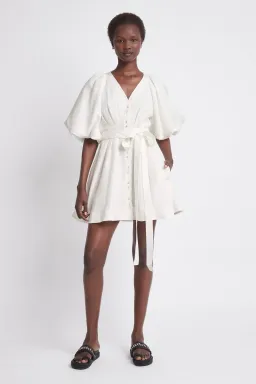 Aje Evermore Belted Mini Dress in Ivory Size 6 for rent on The Volte - image 1