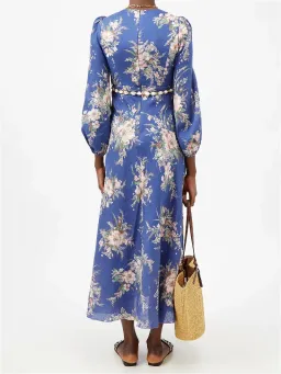 Zimmermann Moonshine Floral Linen Maxi Dress Blue Size 1 / AU 10 for rent on The Volte - image 3