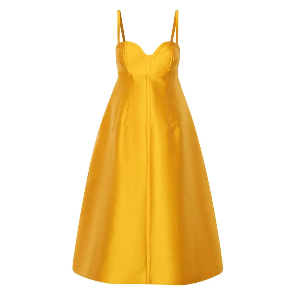 Oroton Sculpture Bodice Midi Dress Marigold Size 6 - Image 3