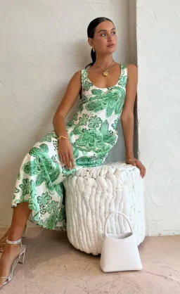 Hansen and Gretel Patricia Bias Cut Maxi Dress Greenhouse Size L / AU 12 for rent on The Volte - image 4