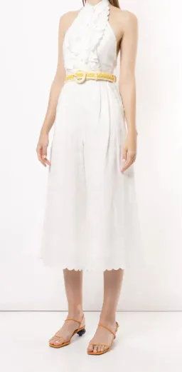 Zimmermann Amelie Frill Cropped Ruffled Linen Jumpsuit White Size 1 / AU 10 for rent on The Volte - image 4
