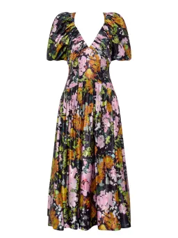 Aje Gabrielle Plunge Midi Dress Midnight Floral Size AU 8  for rent on The Volte - image 5