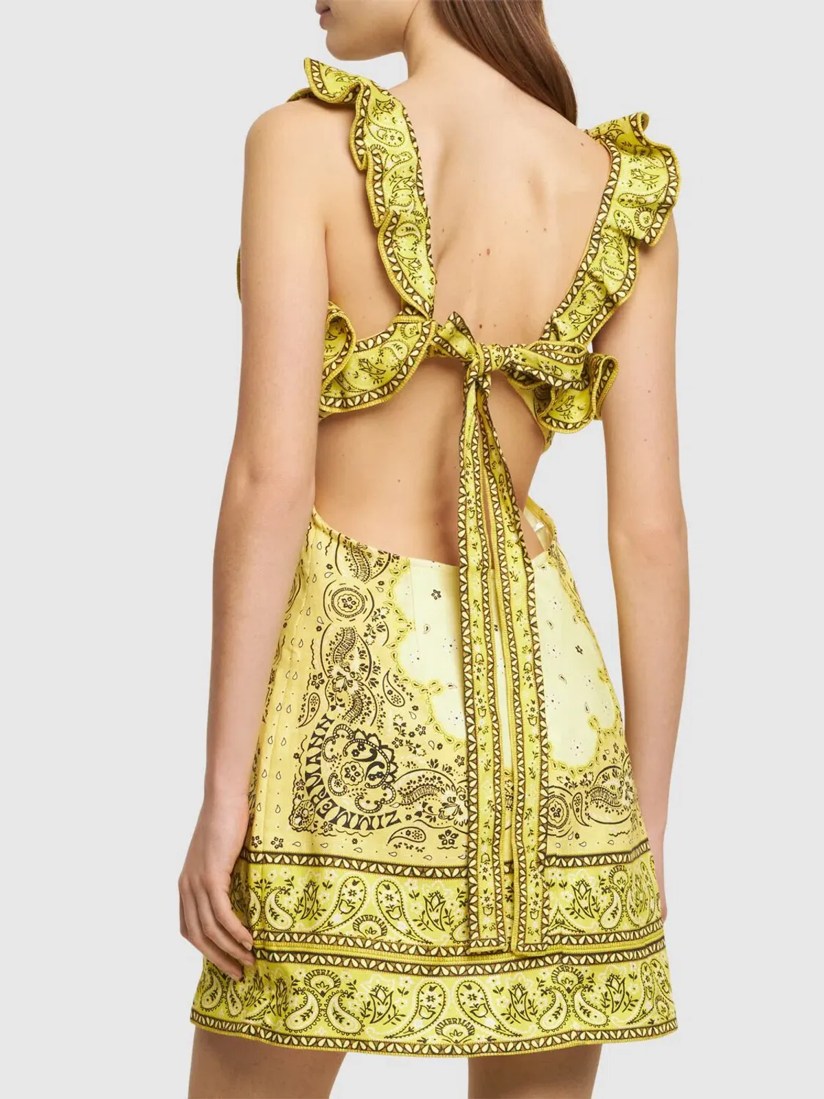 Zimmermann Matchmaker Frilled Mini Dress Yellow Bandana Size 1 / AU 10 - Image 2