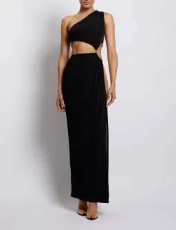 Meshki Paige Ruched Side Cut Out Maxi Dress in Black Size S / AU 8  for rent on The Volte - image 1