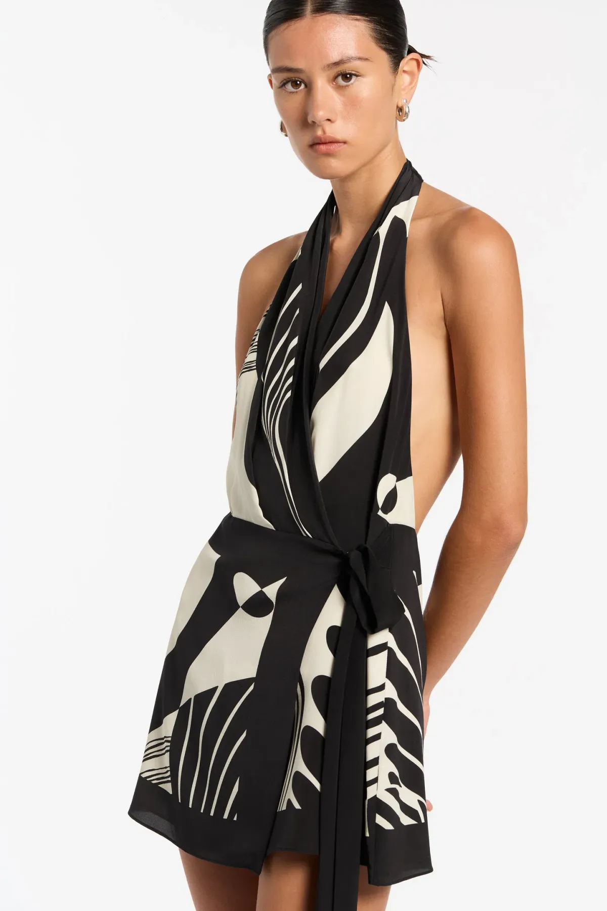 Sir The Label Realisme Wrap Halter Mini Dress Paper Print Size 2 / Au 10 - Image 2