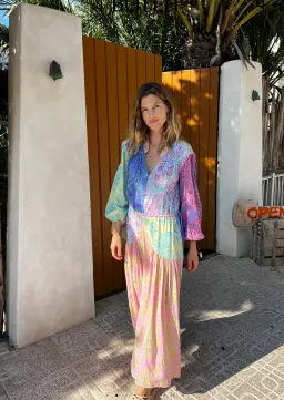 Boteh Wallpaper Maxi Smock Dress Multi Size 2 / AU 12 for rent on The Volte - image 1