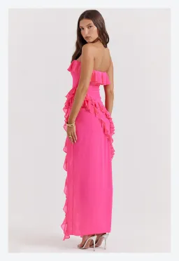 House of CB Sarina Ruffle Maxi Dress Pink Size L/ AU 12 for rent on The Volte - image 3