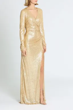 Tadashi Shoji Angelique Drape Gown Gold Size 12 for rent on The Volte - image 2
