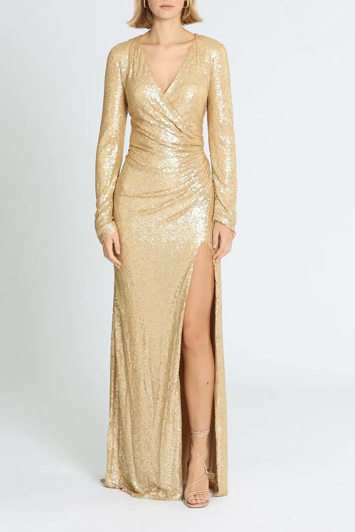 Tadashi Shoji Angelique Drape Gown Gold Size 12 - Image 1