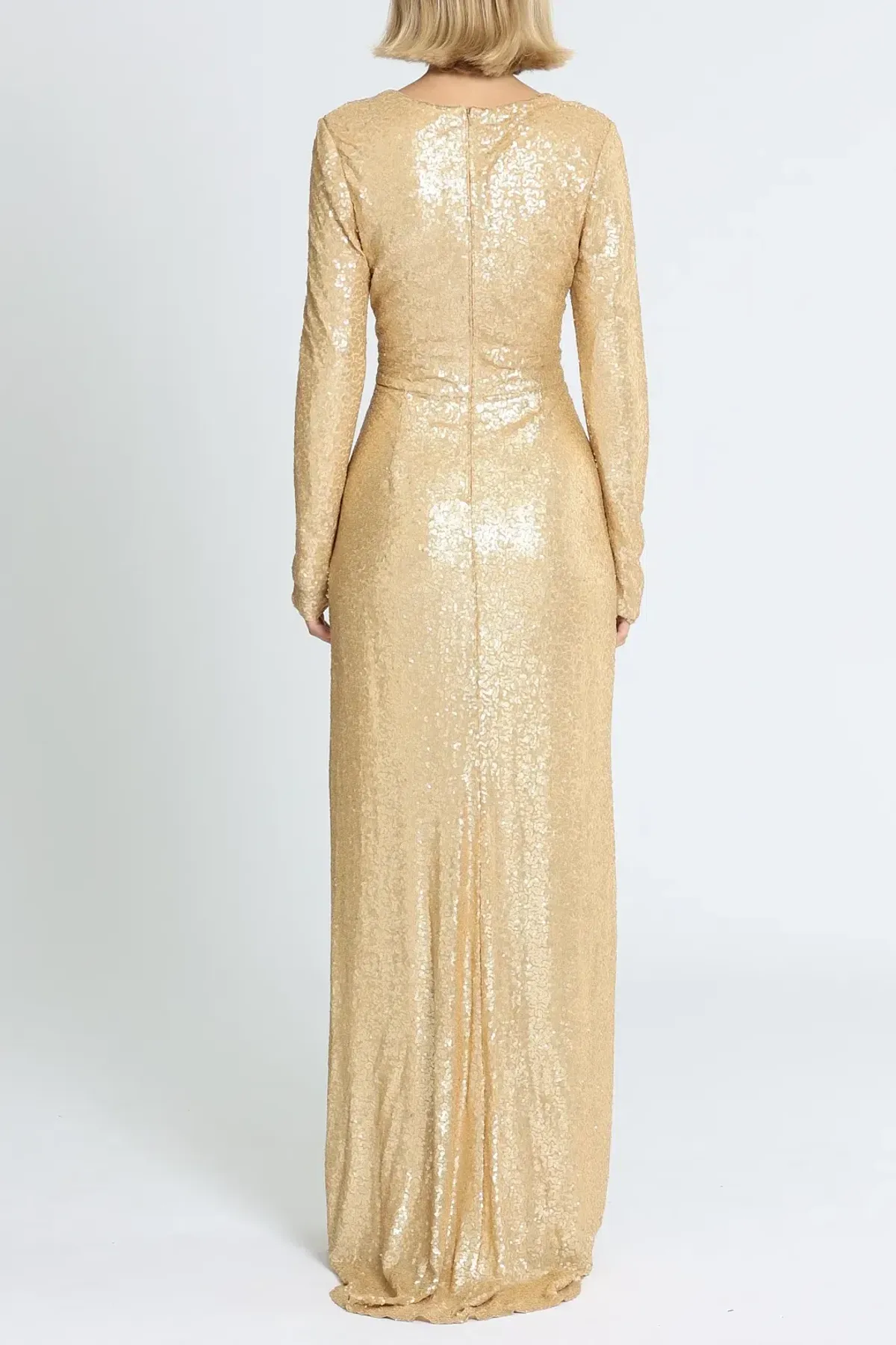 Tadashi Shoji Angelique Drape Gown Gold Size 12 - Image 3