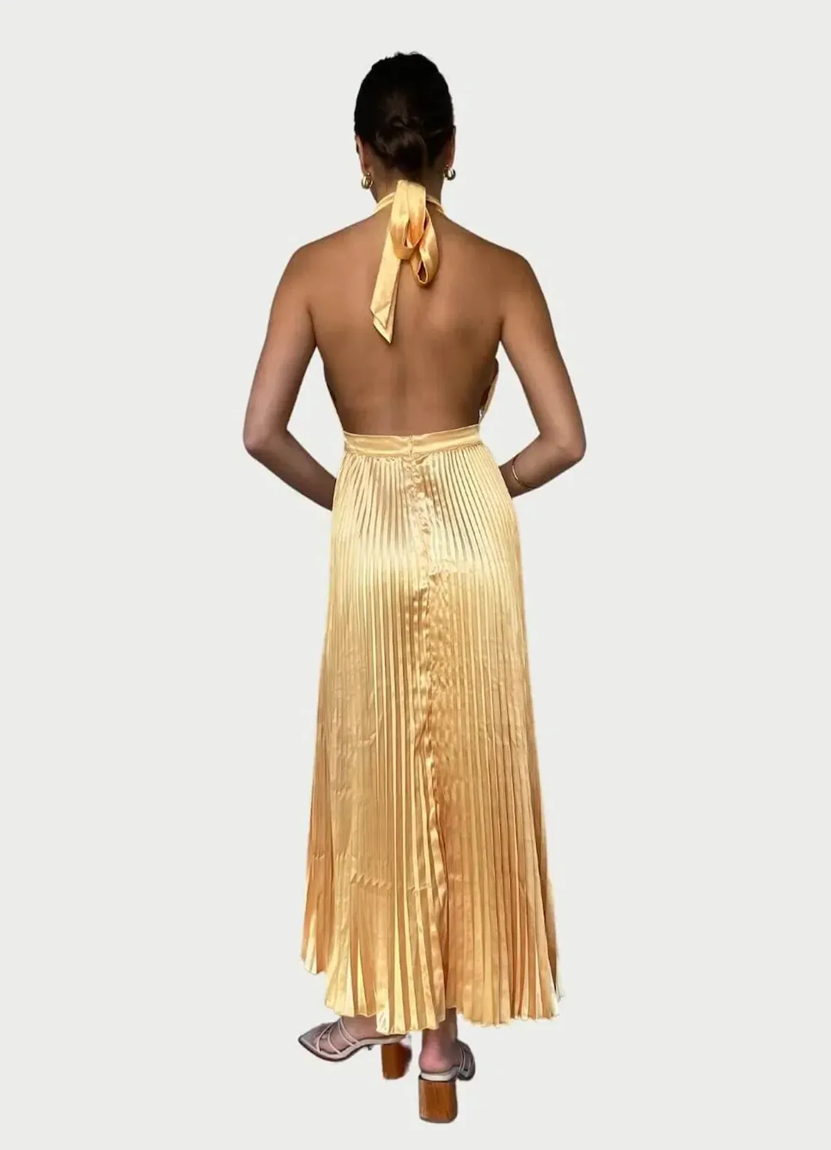 L'Idee Renaissance Split Gown Mango Gold Size 8 - Image 3
