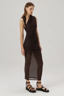 MISHA Tillie Midi Dress Umber Brown Size 8 for rent on The Volte - image 2