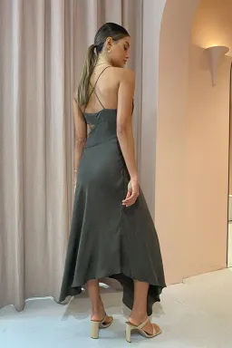One Fell Swoop Josephine Midi Dress Lotus Suede Size 8 for rent on The Volte - image 4