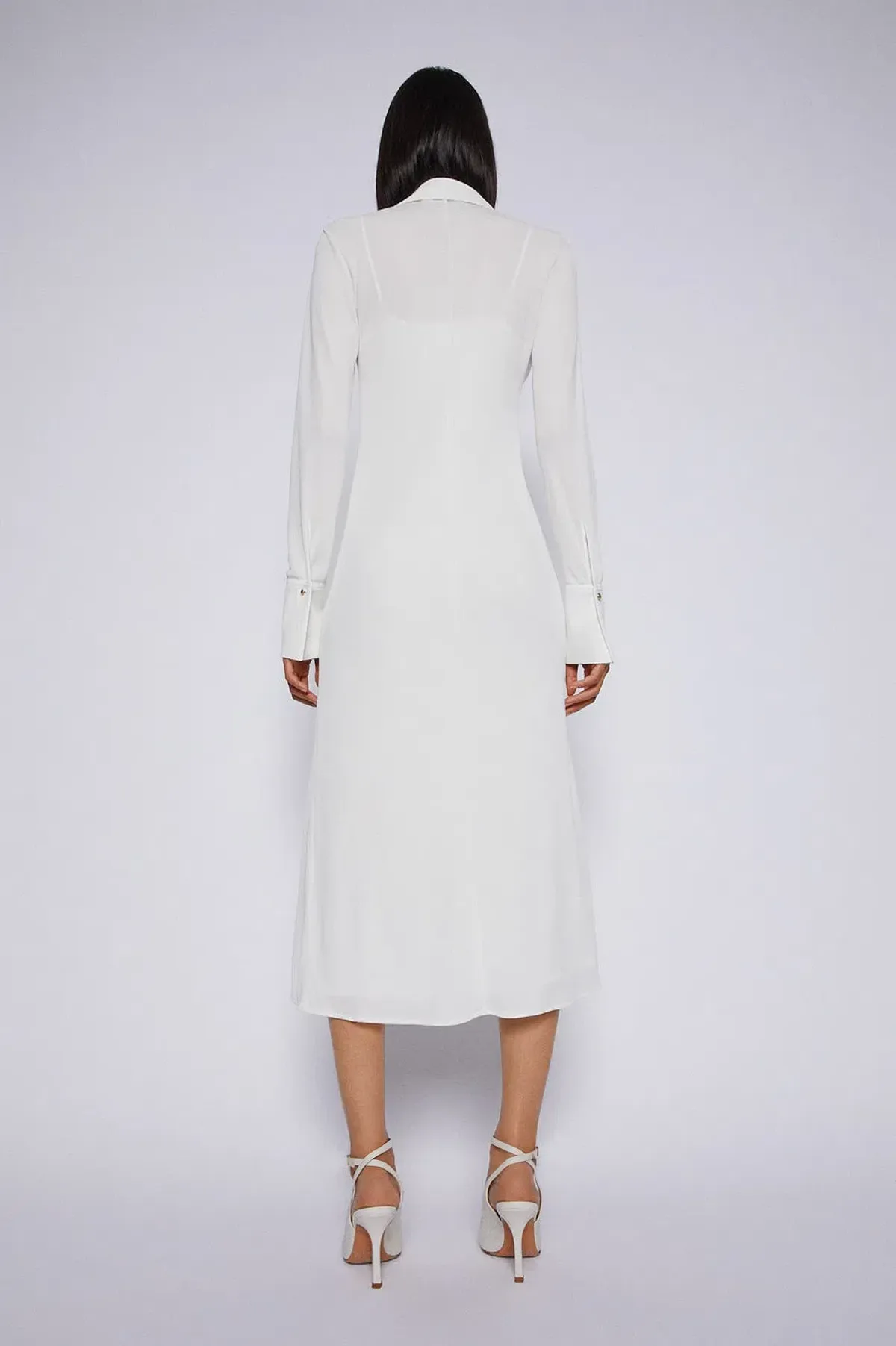 Scanlan Theodore Drape Gold Trim Dress White Size 10 - Image 2