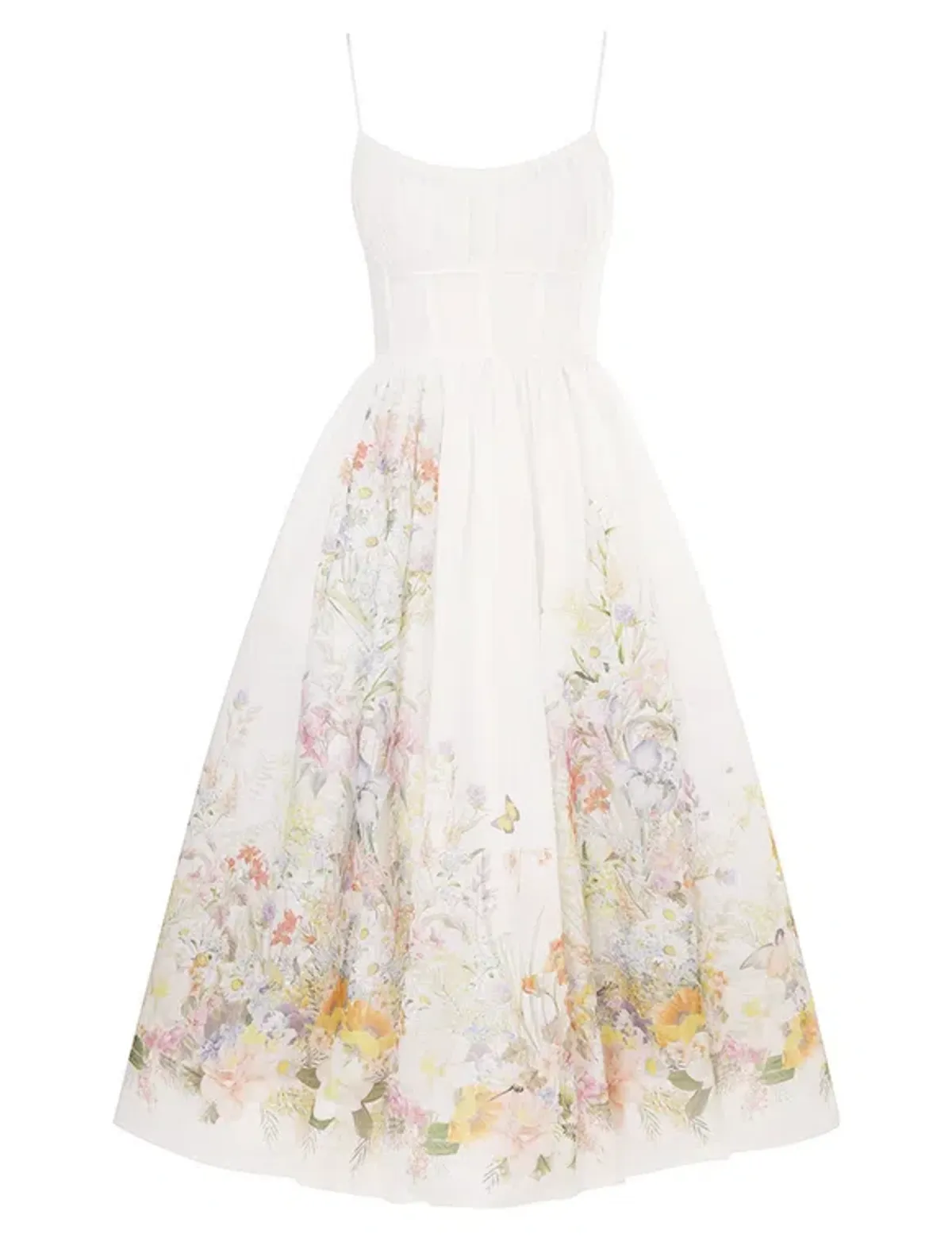 Zimmermann Natura Ruched Midi Dress Floral Size 0/ AU 8 - Image 3