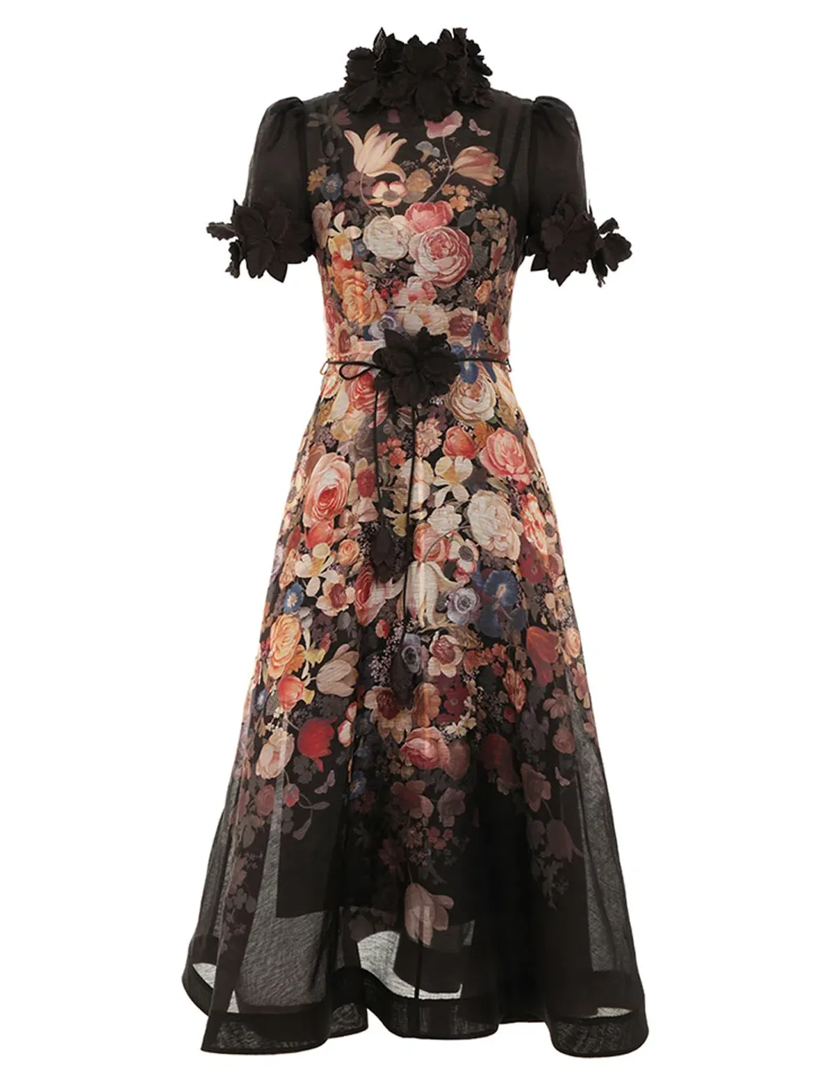 Zimmermann Luminosity Floral Midi Dress Size 16 Black - Image 3