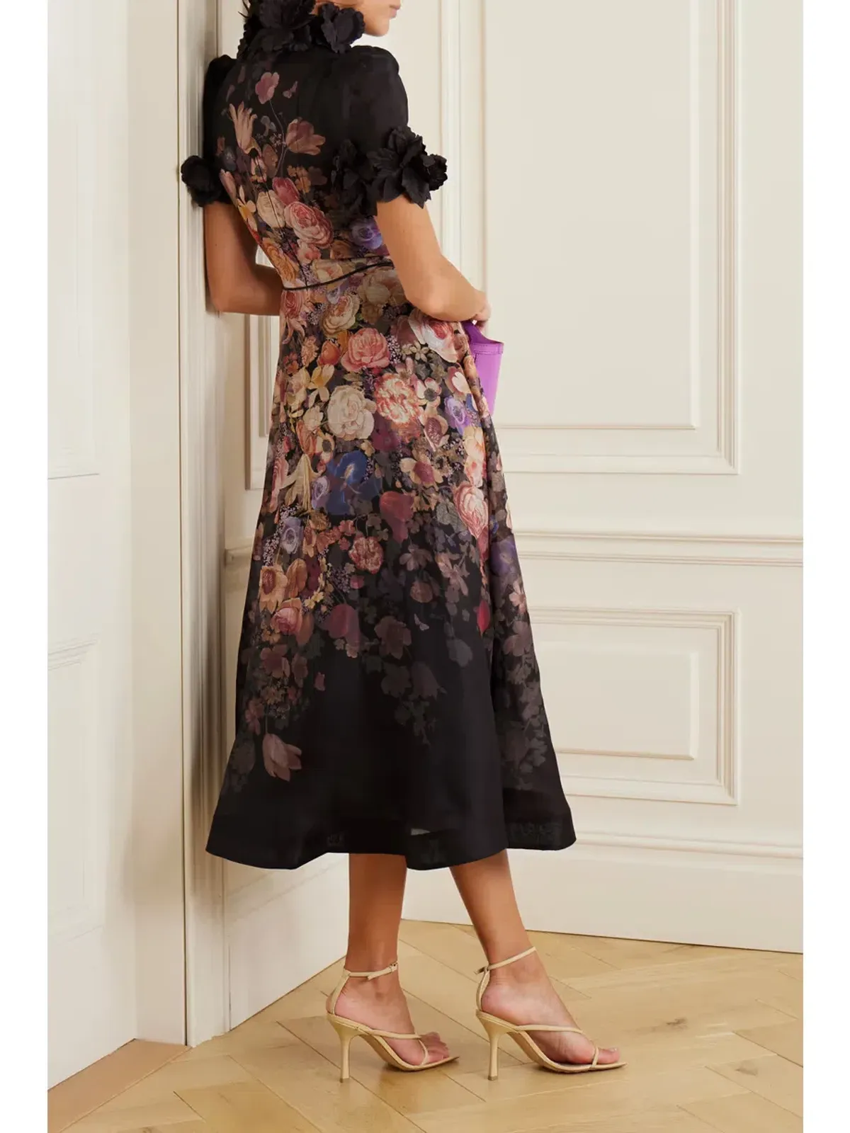 Zimmermann Luminosity Floral Midi Dress Size 16 Black - Image 2