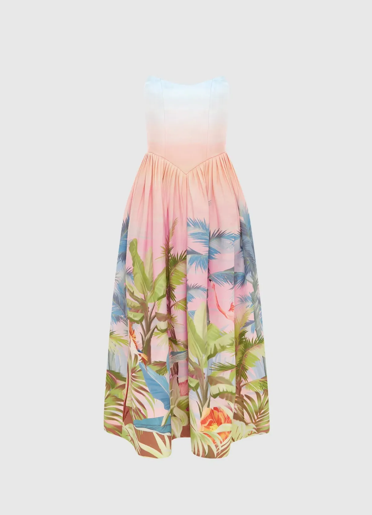 Leo Lin Melanie Bustier Midi Dress in Dreamscape Print Size 10 - Image 4