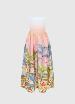 Leo Lin Melanie Bustier Midi Dress in Dreamscape Print Size 10 for rent on The Volte - image 4