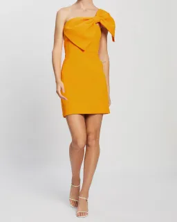 By Johnny Calypso Wrapped Up Asymmetric Mini Dress Yellow Size 6 for rent on The Volte - image 1