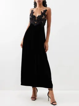 Zimmermann Sensory Bodice Velvet Slip Dress Black Size 3 / AU 12-14 for rent on The Volte - image 1