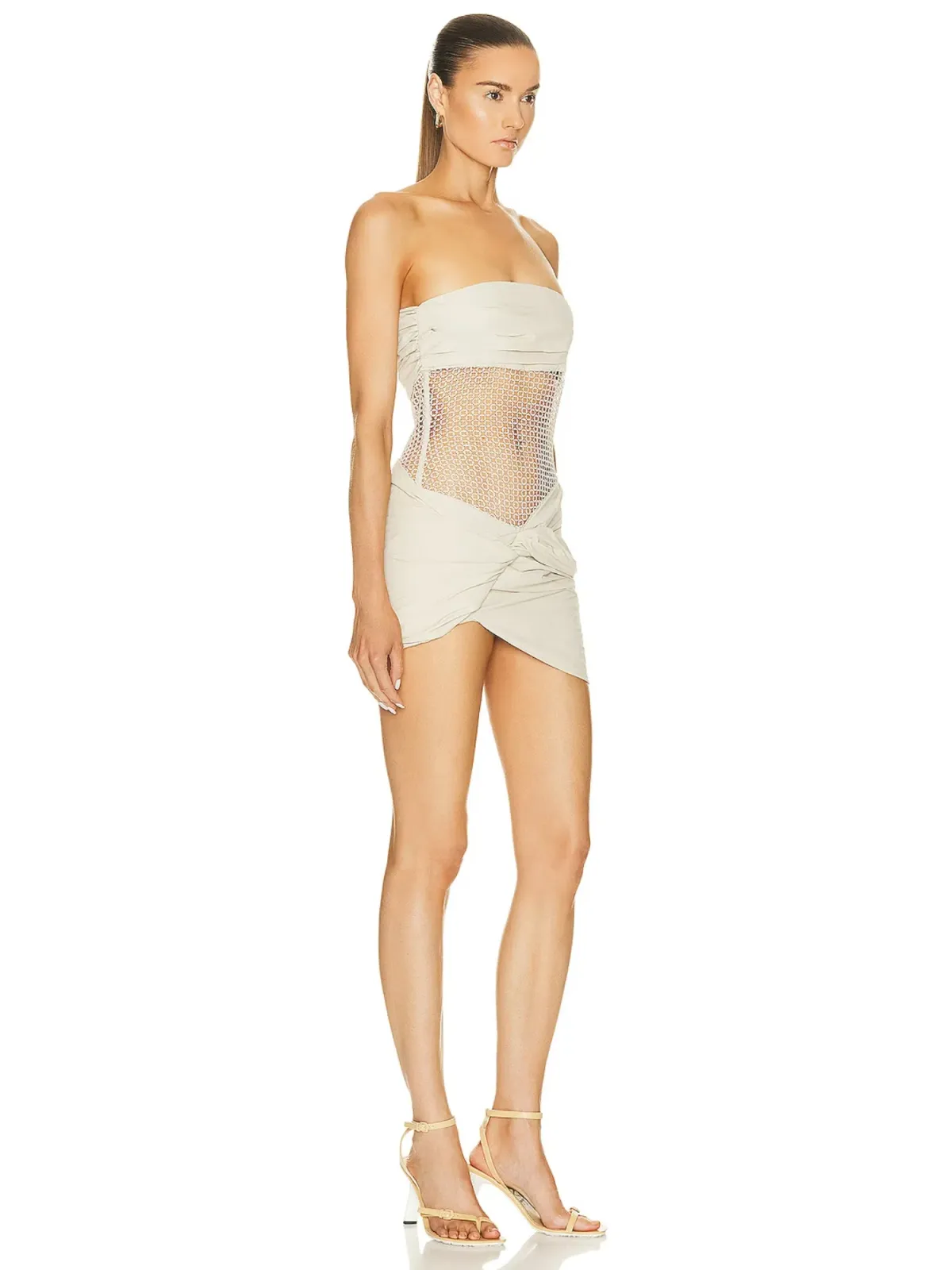 Christopher Esber Savoye Scrunch Micro Mini Dress in Cream Size AU 4 - Image 2