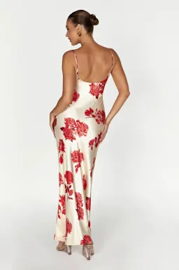 Meshki Rosalie Maxi Dress White & Red Rose Print Size S / AU 8 for rent on The Volte - image 2
