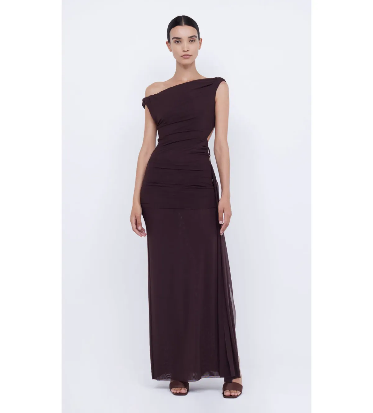 Bec & Bridge Kailani Asym Maxi Dress Chocolate Size 10 - Image 3