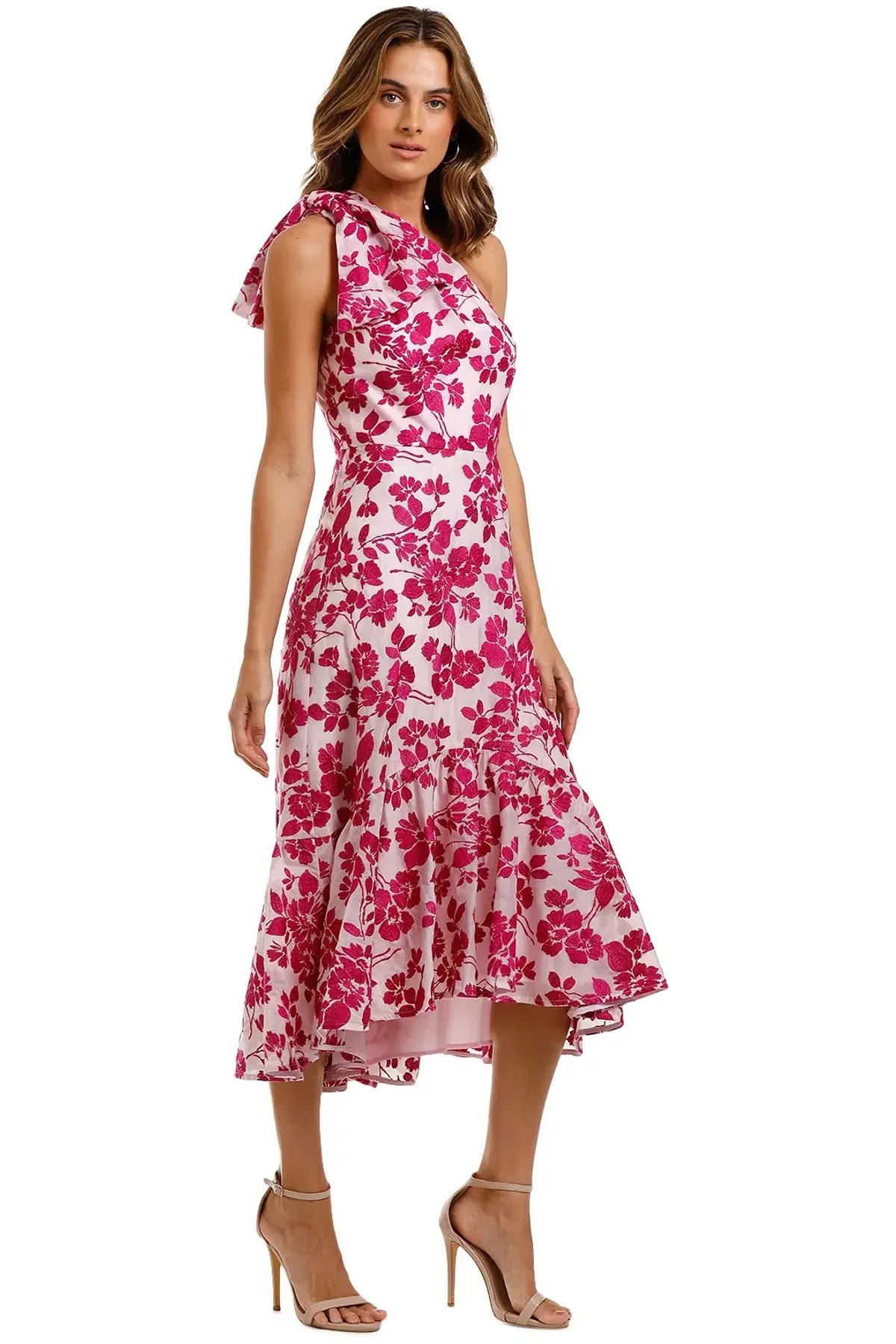 Talulah Les Saison Midi Dress Pink Floral Size 6 - Image 3