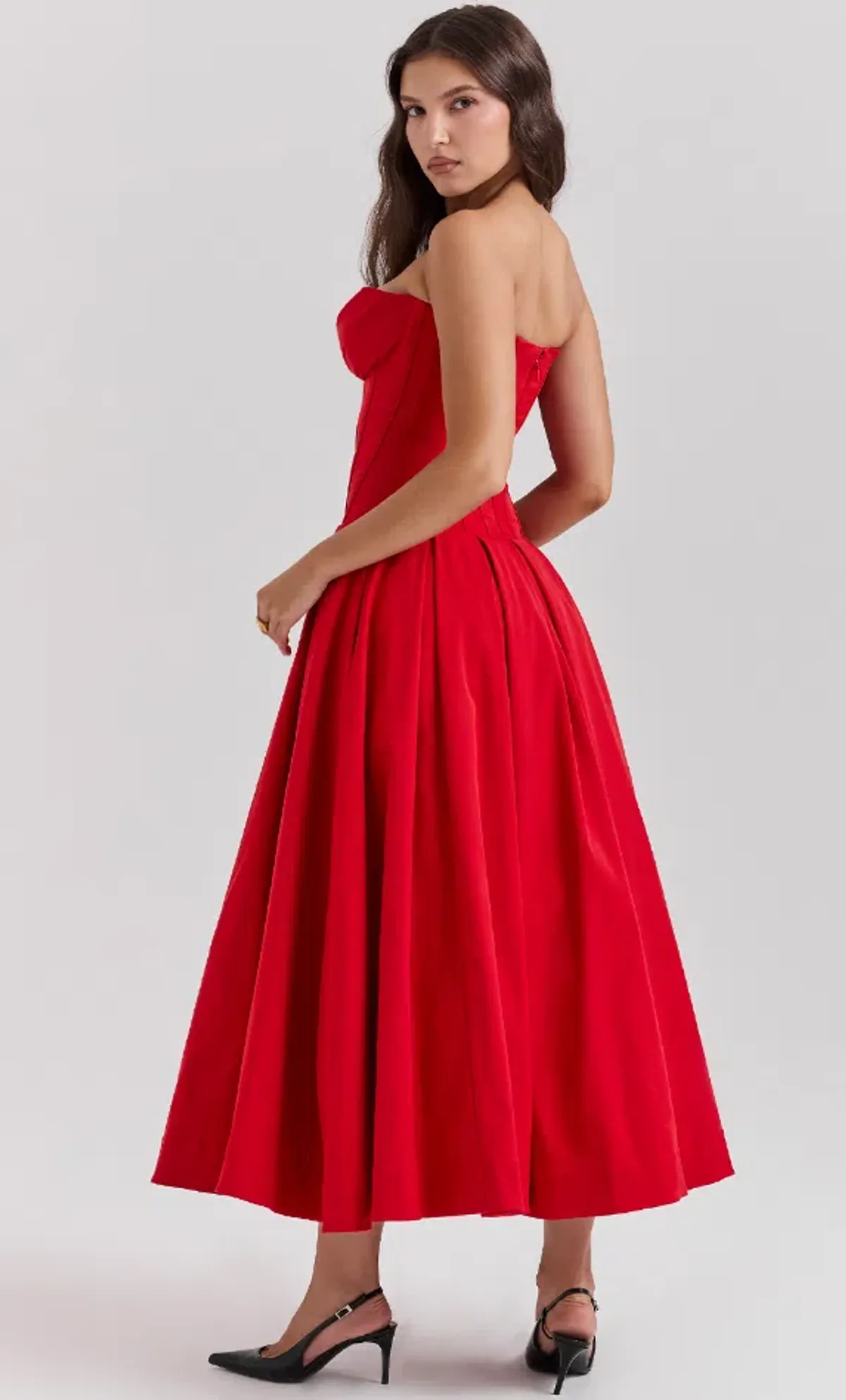 House Of CB Lady Strapless Midi Tulle Dress Scarlet Size S/Au 8 - Image 2