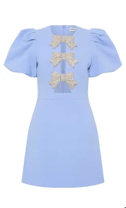 Rebecca Vallance Juliana Puff Sleeve Mini Dress Blue  for rent on The Volte - image 3