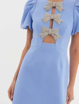 Rebecca Vallance Juliana Puff Sleeve Mini Dress Blue  for rent on The Volte - image 7