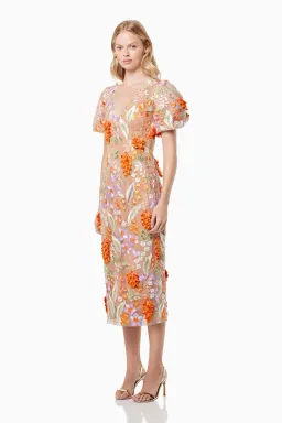 Elliatt Remix 3D Floral Midi Dress Multi Size M / AU 10 for rent on The Volte - image 2