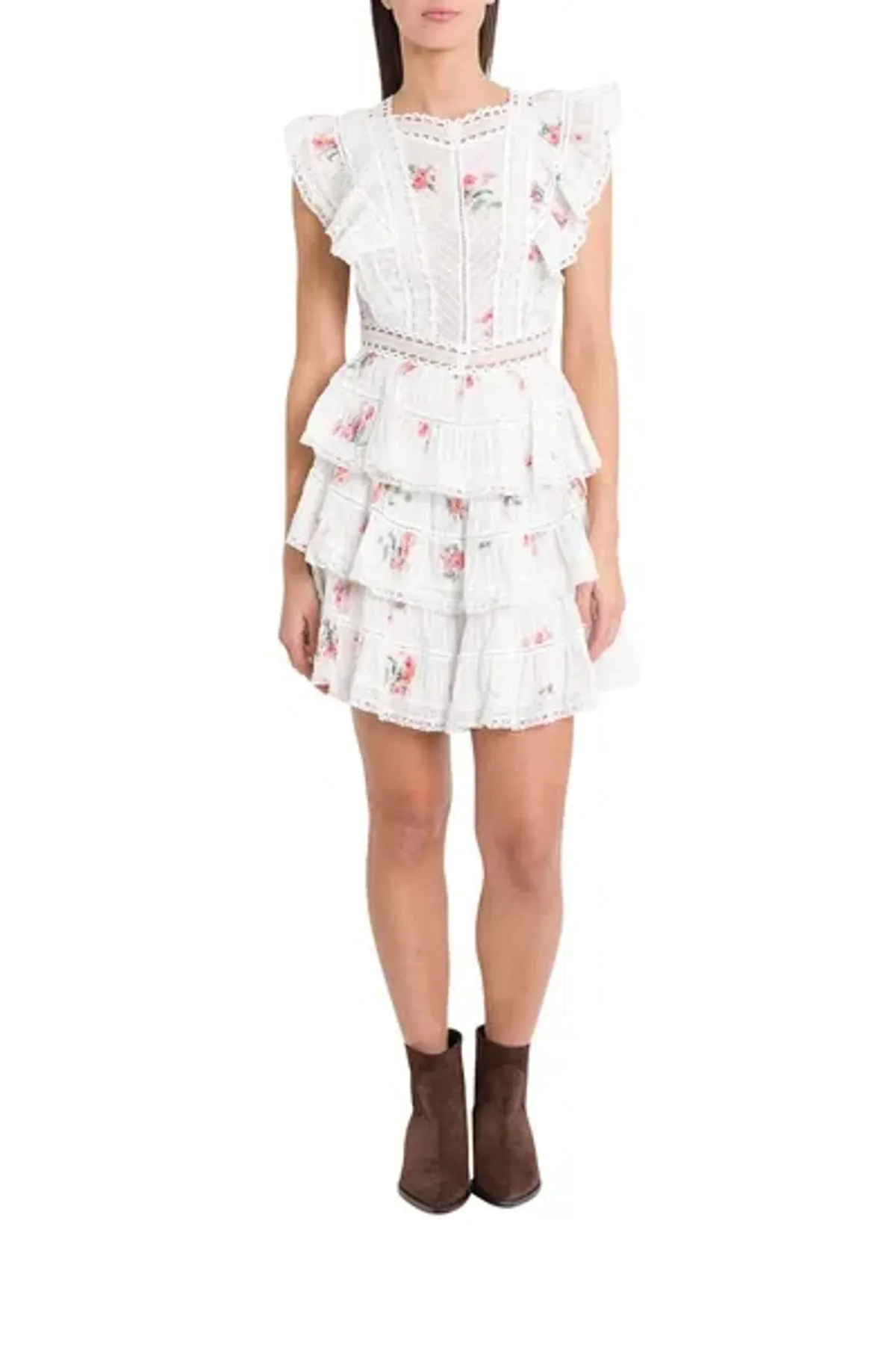 Zimmermann Heathers Pintuck Frill Short Dress In Floating Bouquet Size 6 - Image 4