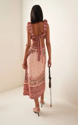 Zimmermann Matchmaker Frilled Midi Dress Pink Bandana Size 1 / AU 10 for rent on The Volte - image 2